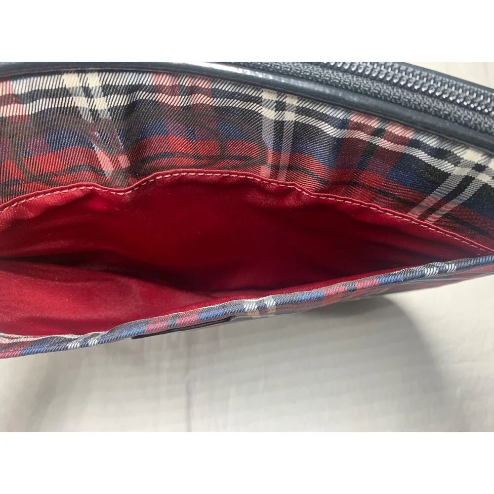 Coach Poppy Tartan Plaid Red Black Sparkle Tablet Case Zip Clutch Pockets